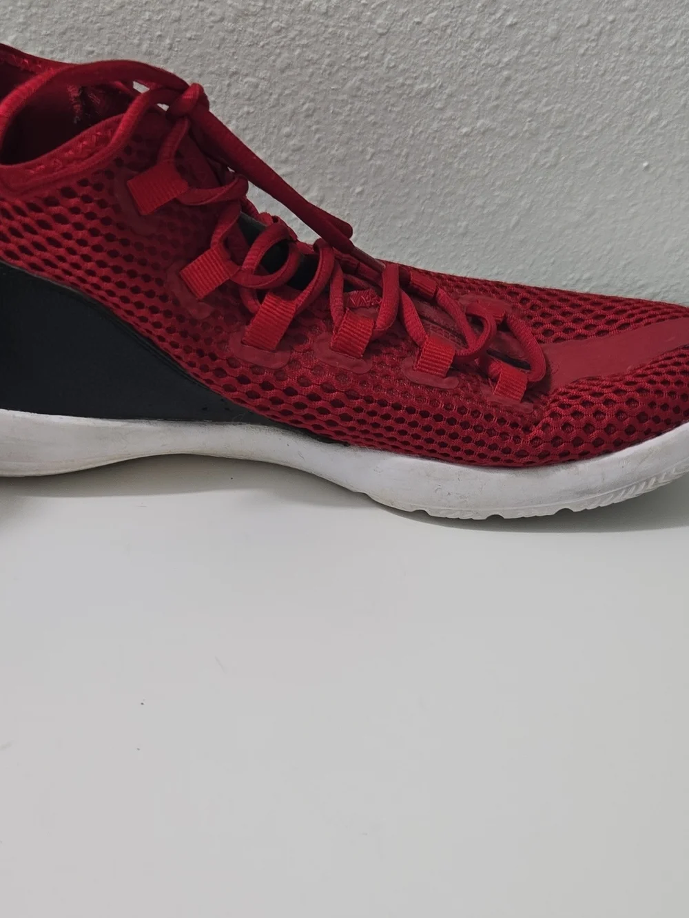 Jordan Red Knit Lace-Up Sneakers
